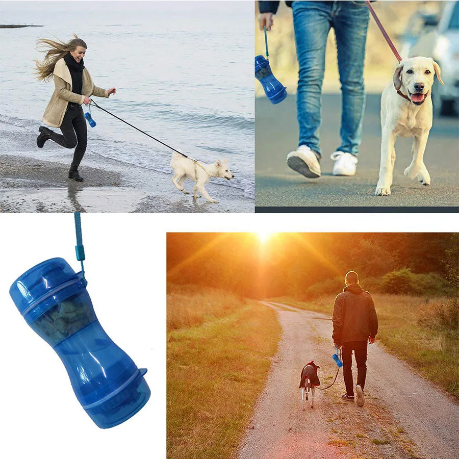 2 In 1 Dog Water Bottle Portable Food Container Drinking Bowl For Small Medium Dogs Outdoor Travel Pet Water Dispenser Feeder