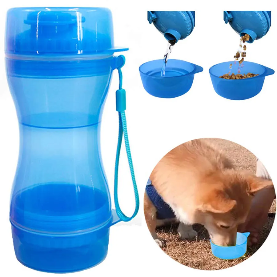 2 In 1 Dog Water Bottle Portable Food Container Drinking Bowl For Small Medium Dogs Outdoor Travel Pet Water Dispenser Feeder