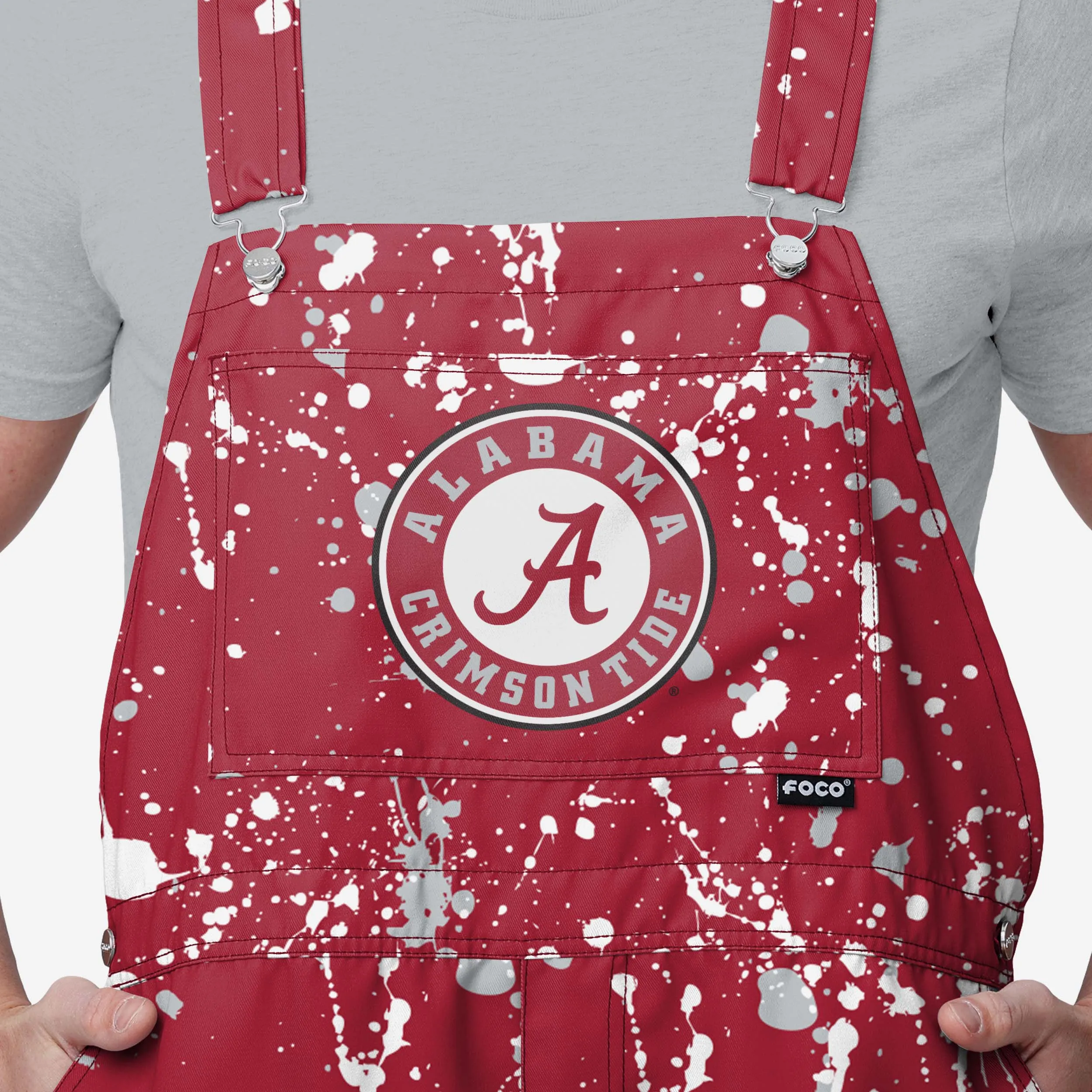 Alabama Crimson Tide Mens Paint Splatter Bib Shortalls