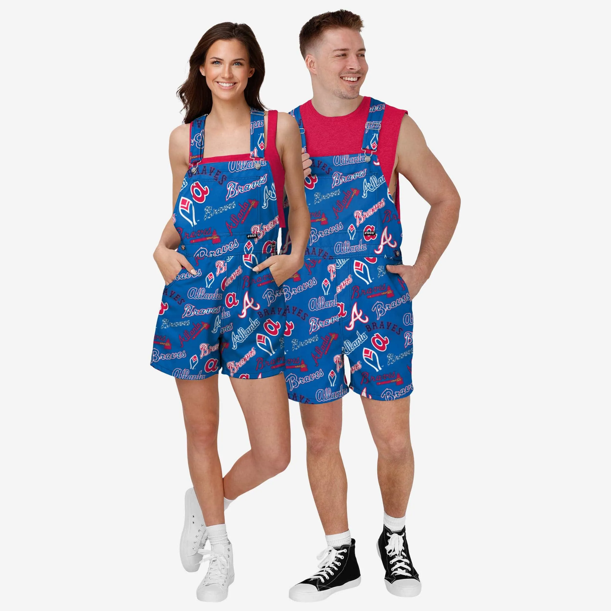 Atlanta Braves Mens Historic Print Bib Shortalls