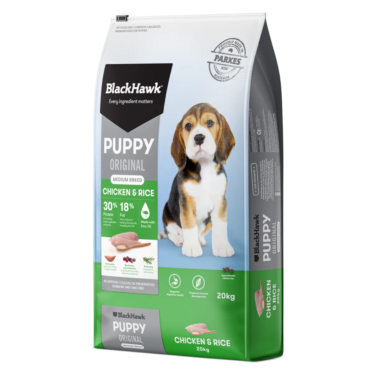 Black Hawk Puppy Chicken and Rice Medium Breed Dry Dog Food 20kg