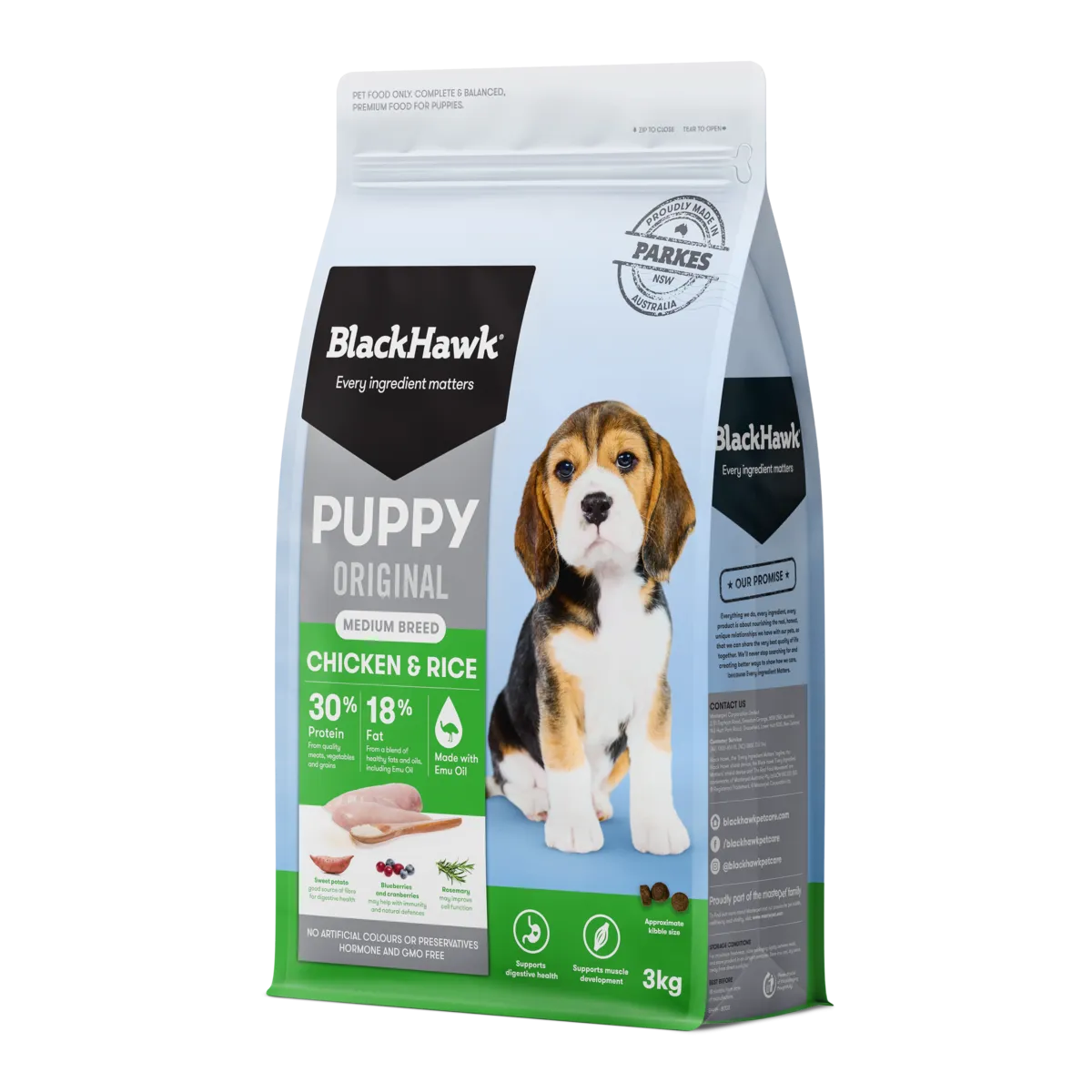 Black Hawk Puppy Chicken and Rice Medium Breed Dry Dog Food 20kg