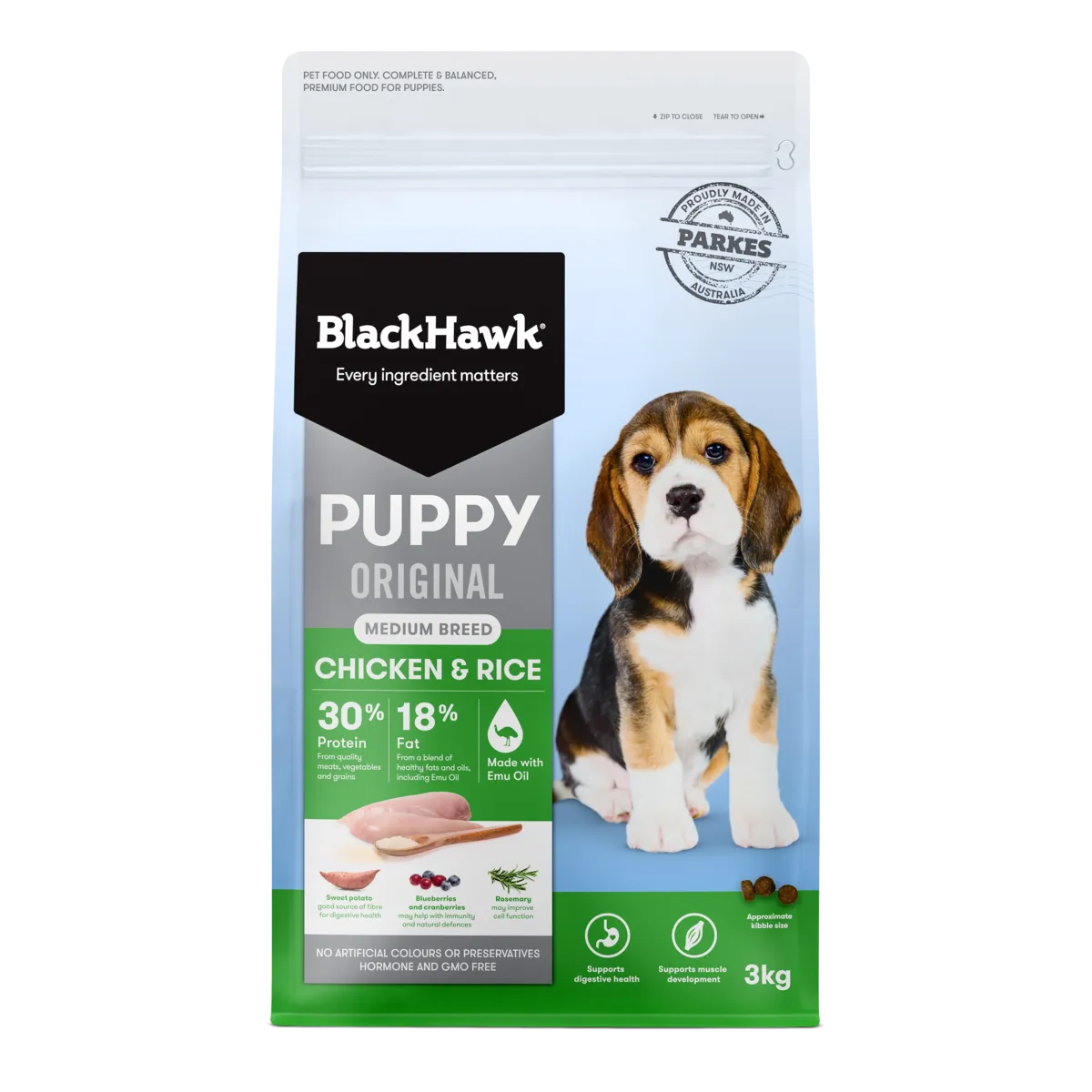 Black Hawk Puppy Chicken and Rice Medium Breed Dry Dog Food 20kg