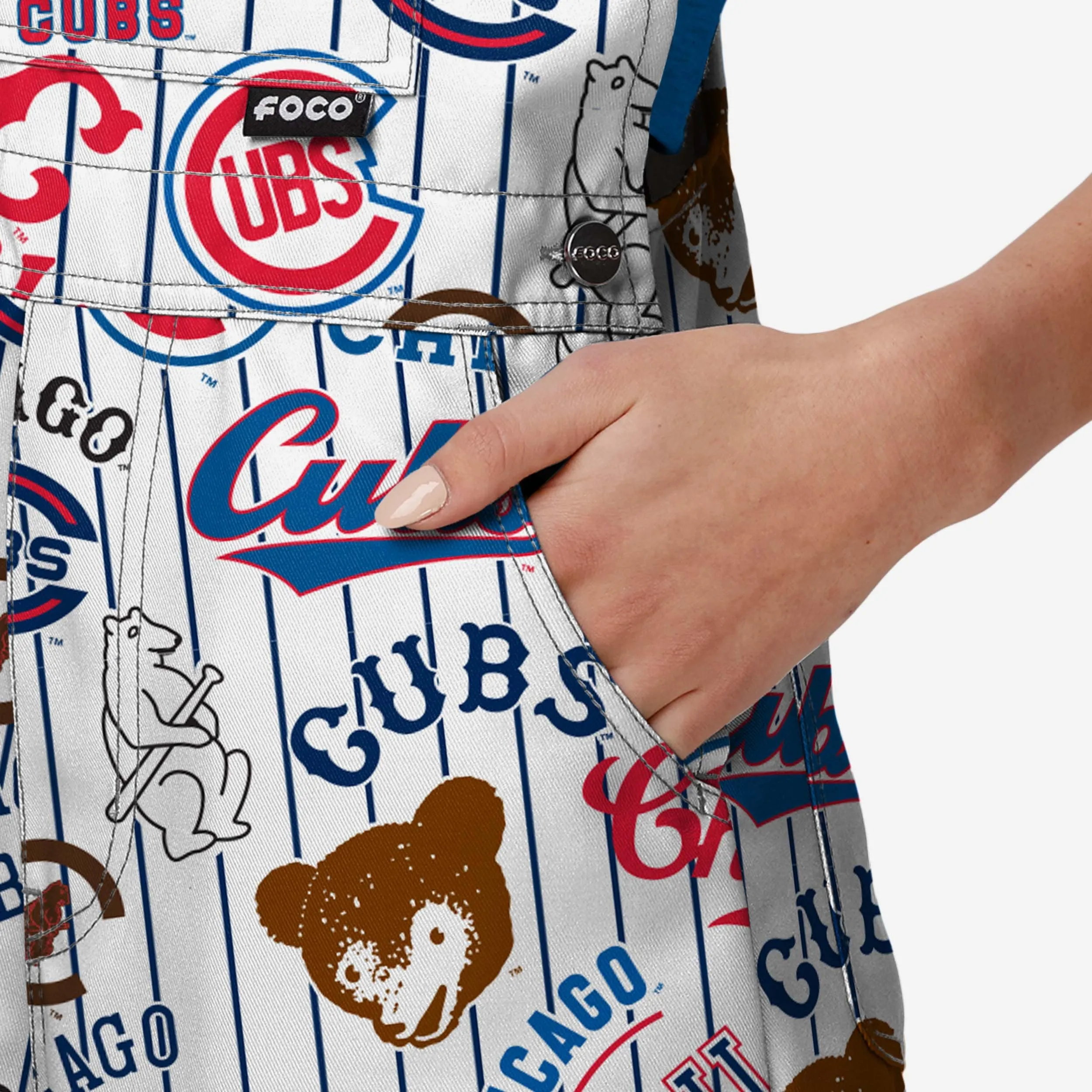 Chicago Cubs Womens Historic Print Bib Shortalls