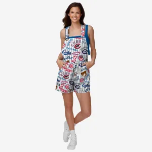 Chicago Cubs Womens Historic Print Bib Shortalls