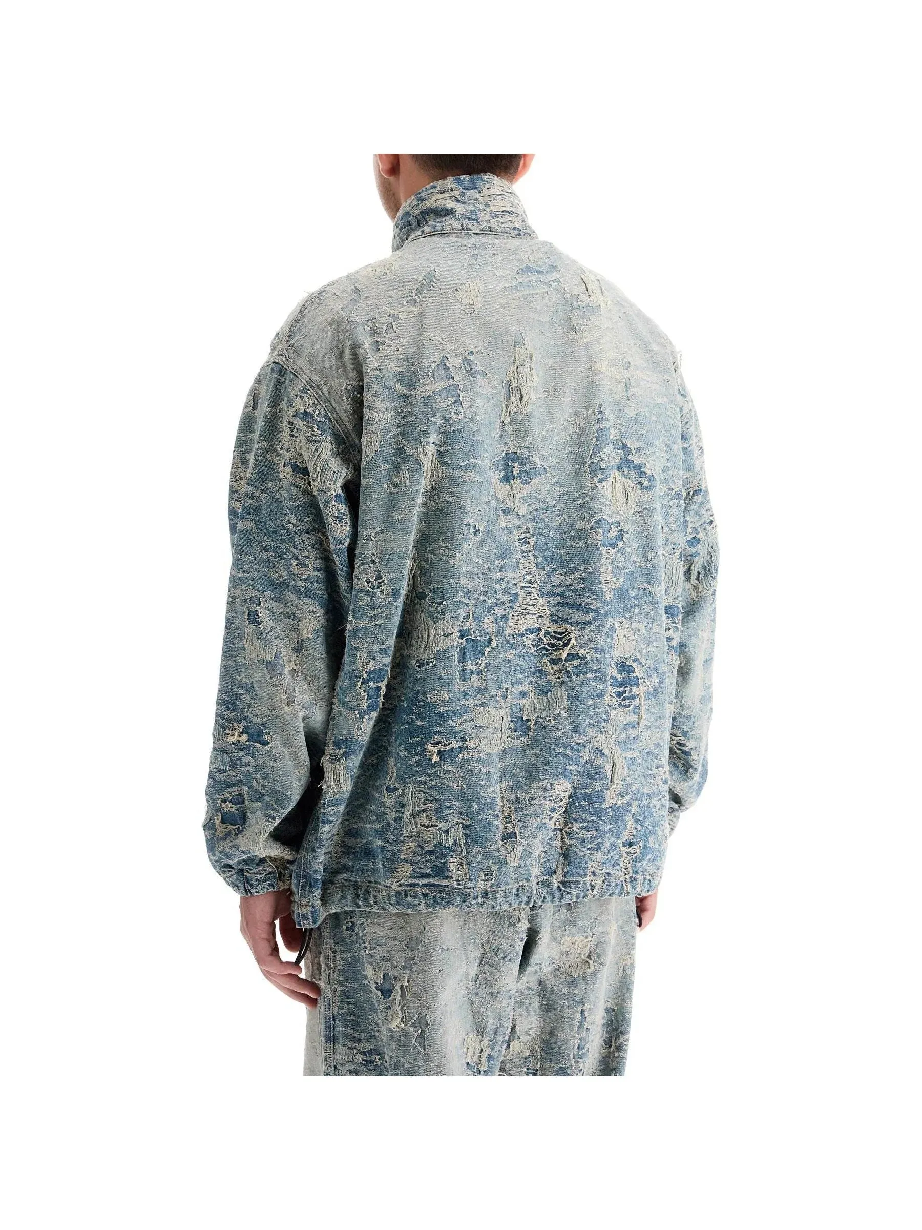 Distressed Jacquard Denim Jacket