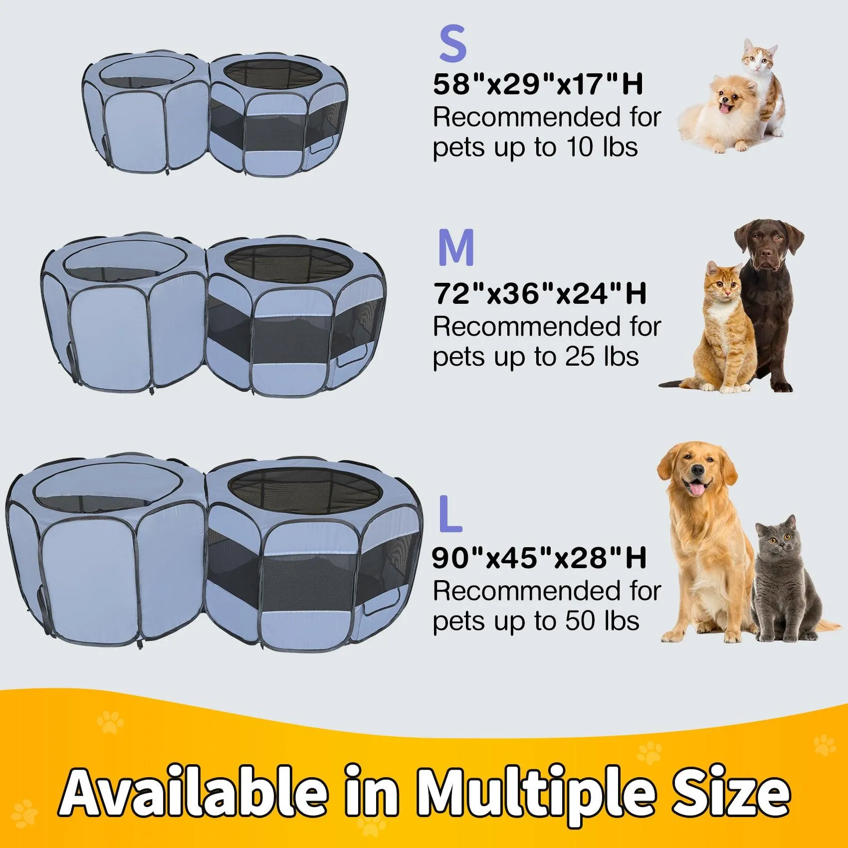 EighteenTek Double Room Pet Playpen Pop Up Portable Puppy Cage Fence Kennel