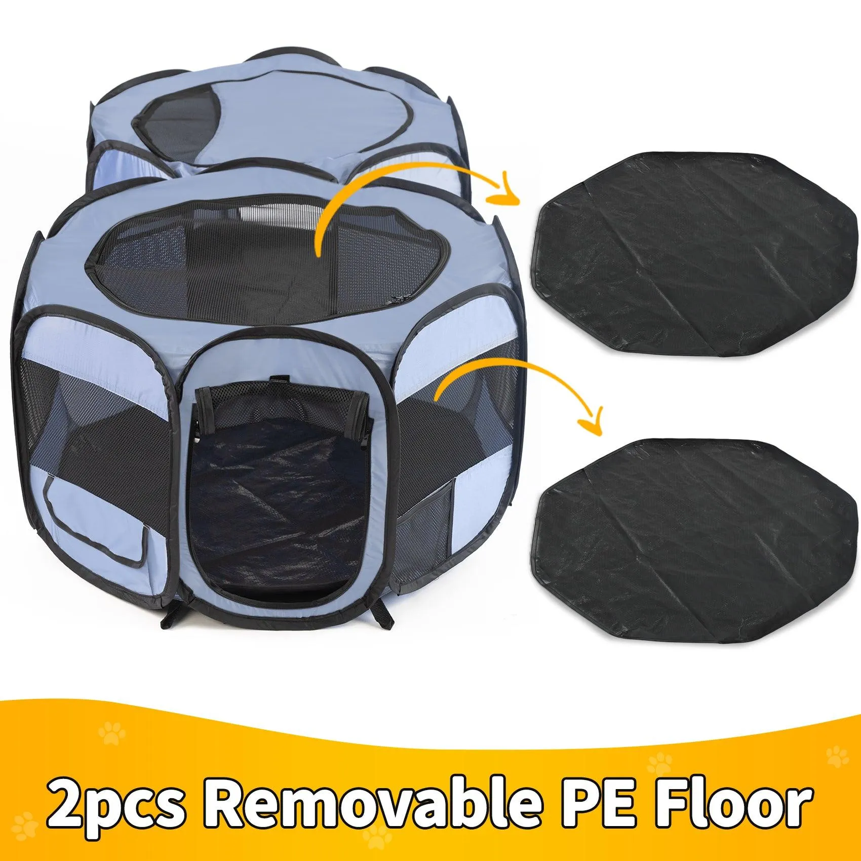 EighteenTek Double Room Pet Playpen Pop Up Portable Puppy Cage Fence Kennel