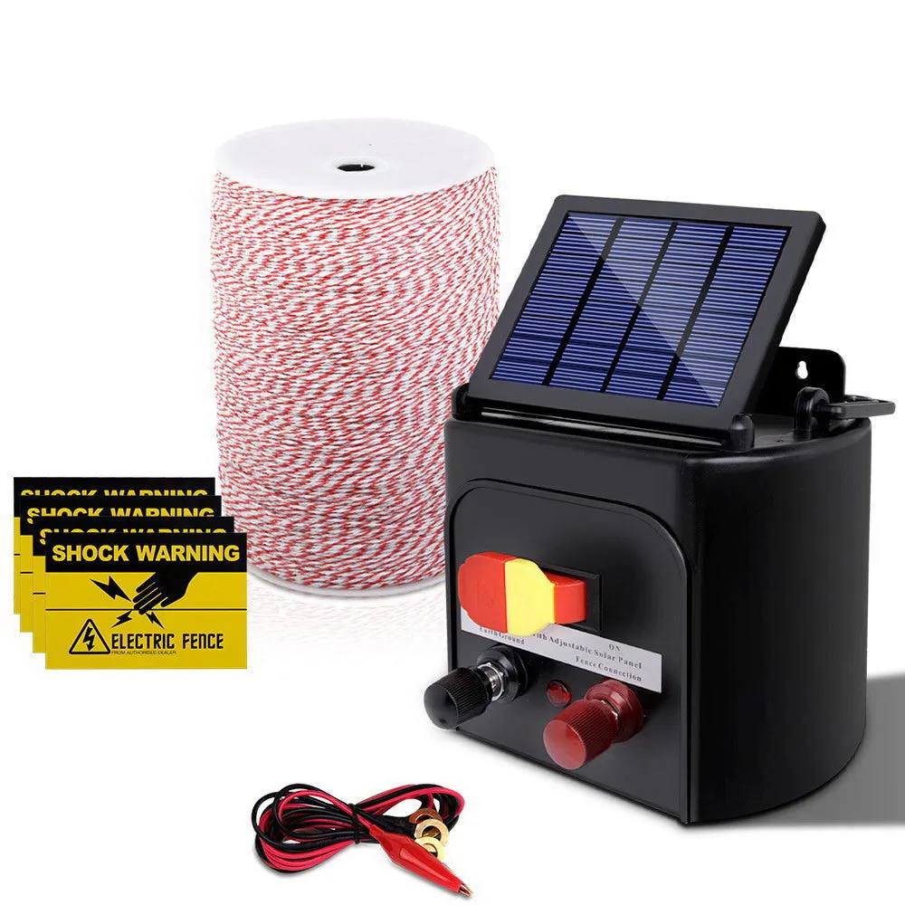 Giantz 5KM Solar Electric Fence Energiser Energizer 0.15J   2000M Poly Fencing Wire Tape