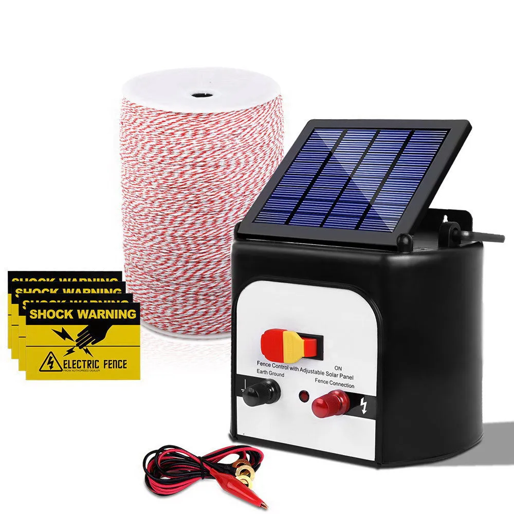 Giantz 8KM Solar Electric Fence Energiser Energizer 0.3J   2000M Poly Fencing Wire Tape