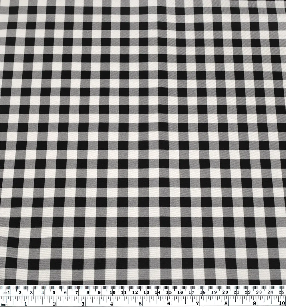 Gingham Printed Cotton Twill - Black