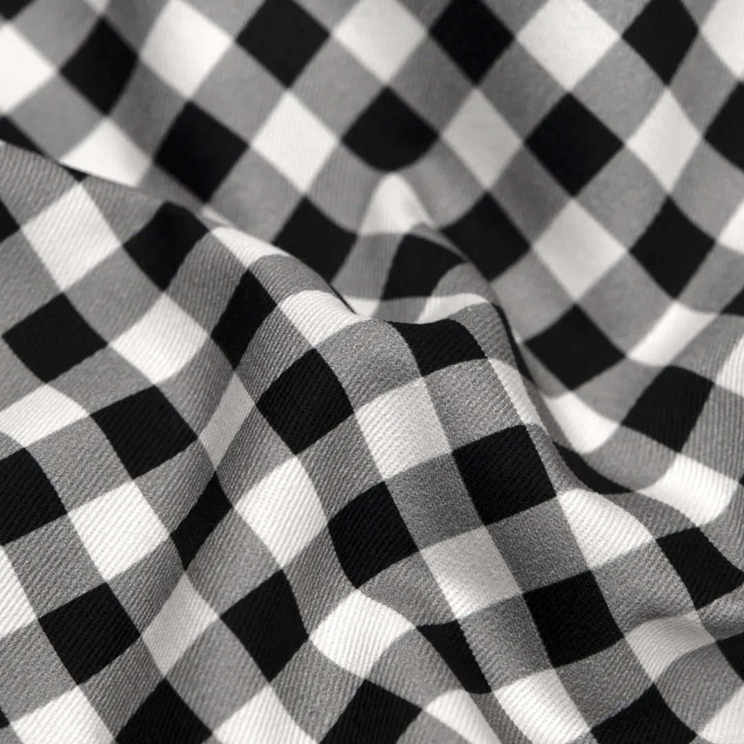 Gingham Printed Cotton Twill - Black