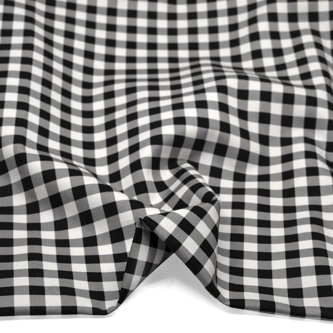 Gingham Printed Cotton Twill - Black