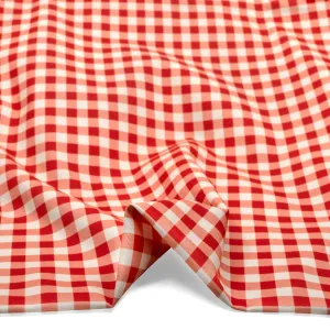 Gingham Printed Cotton Twill - Strawberry