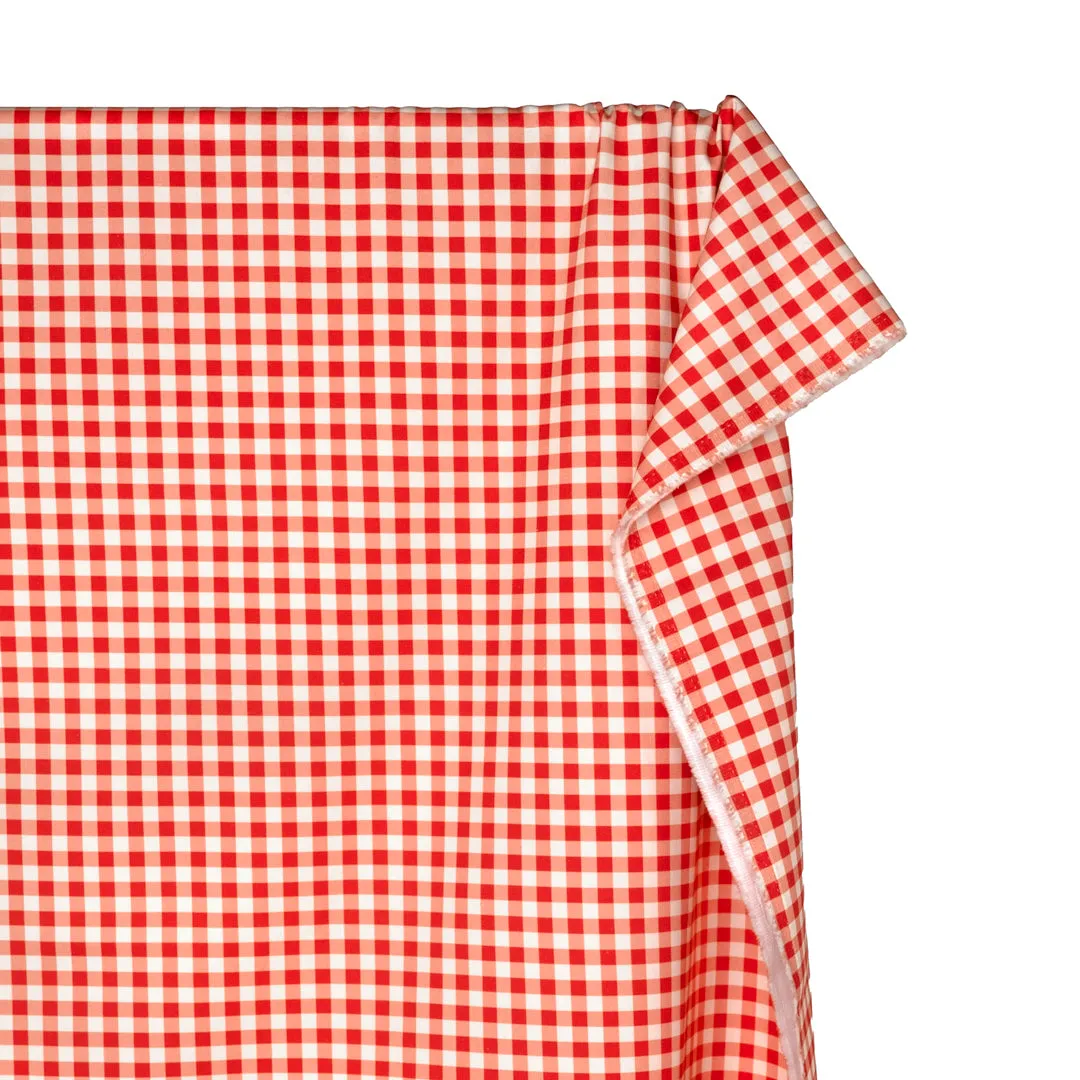 Gingham Printed Cotton Twill - Strawberry