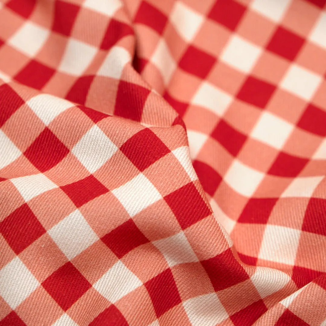 Gingham Printed Cotton Twill - Strawberry