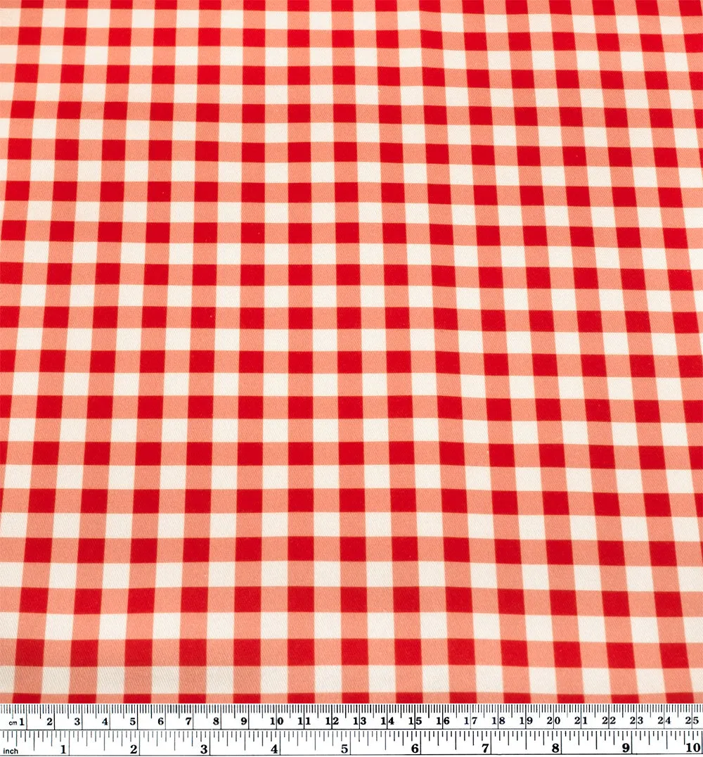 Gingham Printed Cotton Twill - Strawberry