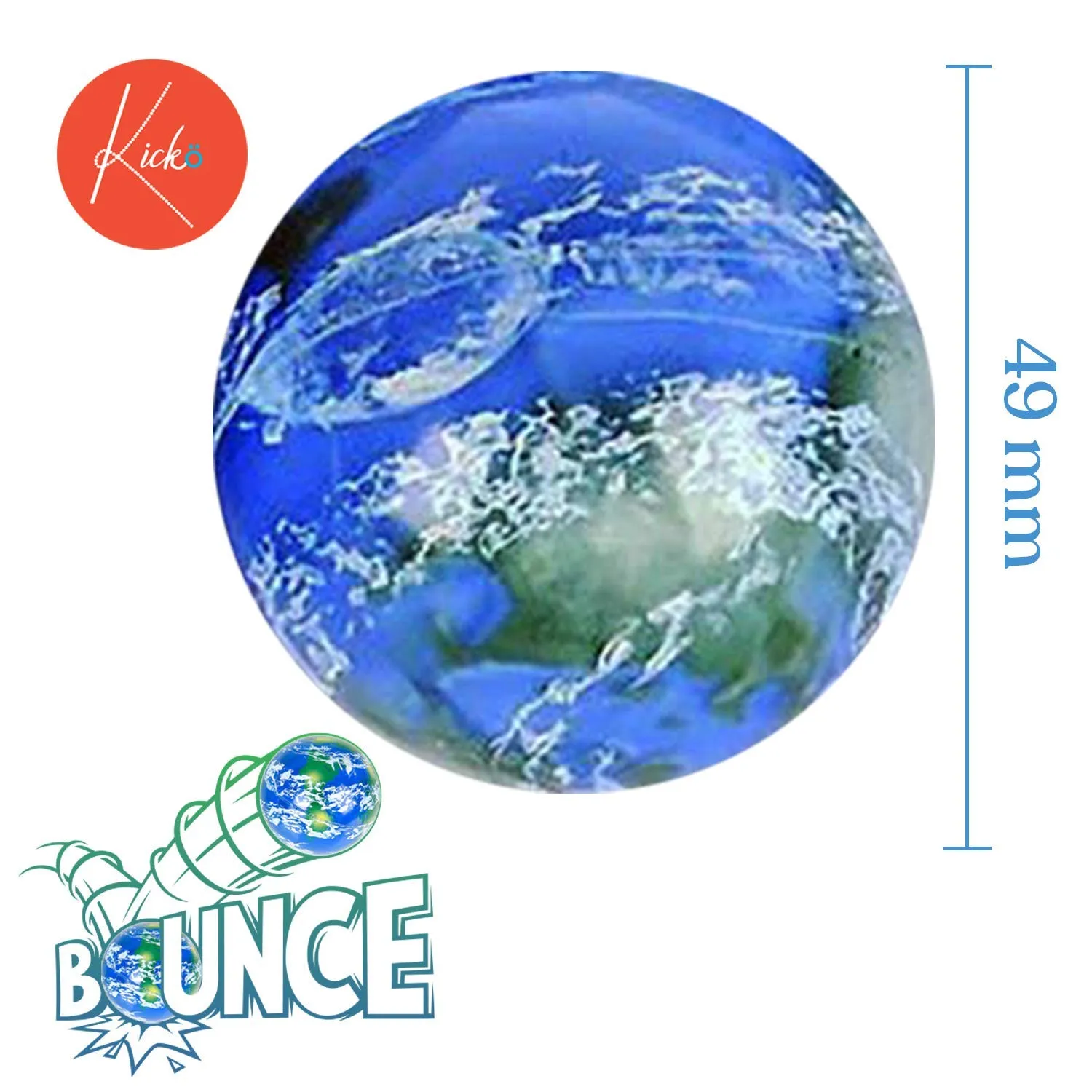Kicko Earth Ball - 6 Pack - 49 mm - Bouncy Ball - for Party Favors, Supplies, Holidays