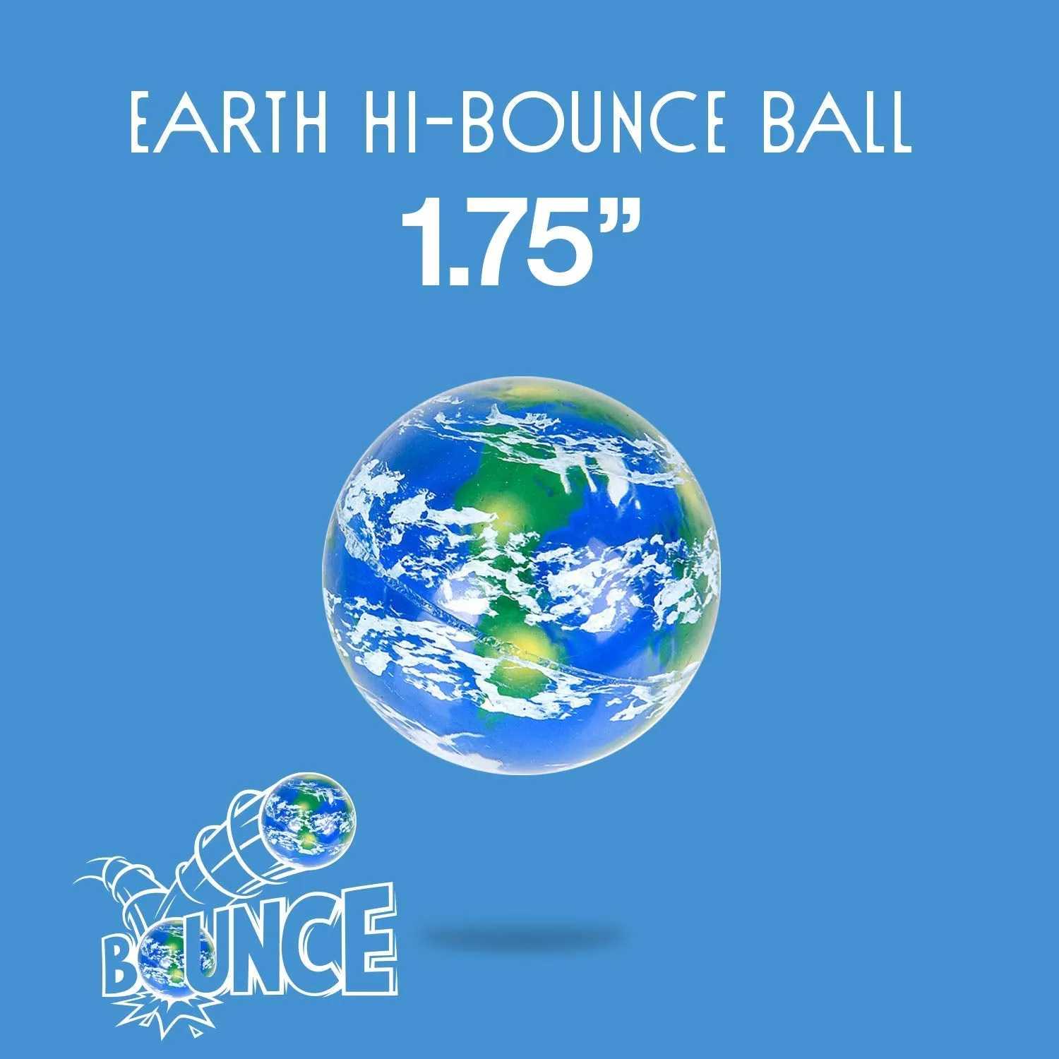 Kicko Earth Ball - 6 Pack - 49 mm - Bouncy Ball - for Party Favors, Supplies, Holidays