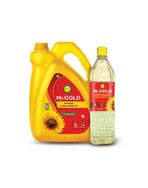 Mr.Gold Refined Sunflower Oil 5L Can   1L Pet Combo - Total 6L