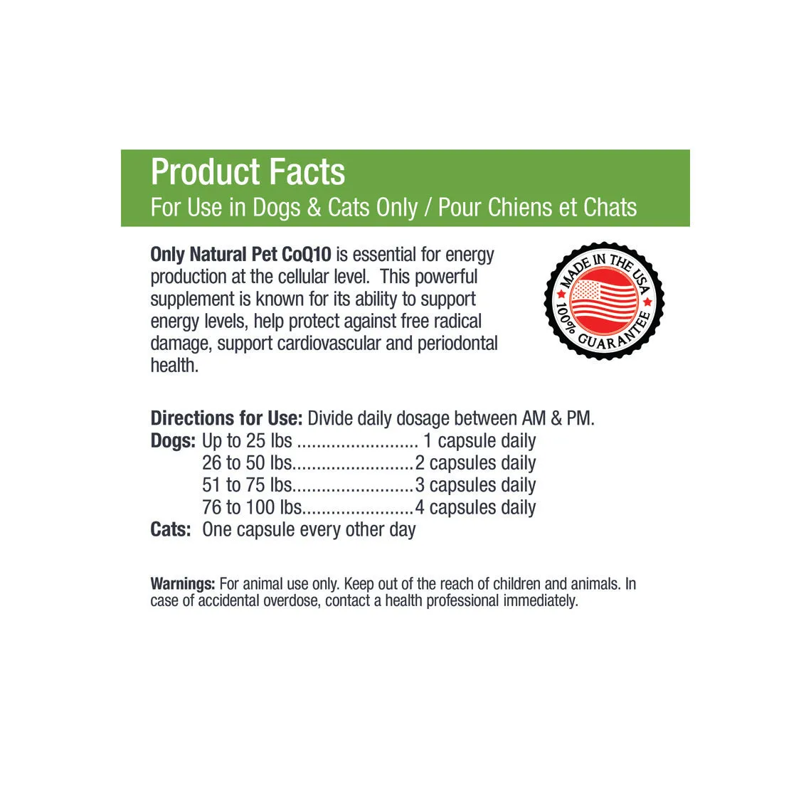 Only Natural Pet Ubiquinone CoQ10 Supplement for Dogs & Cats