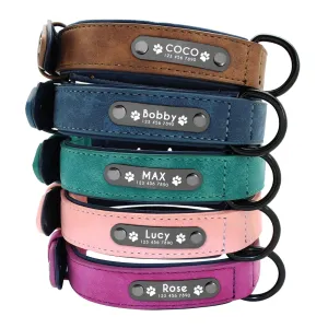 Personalised Leather Dog Collars: Customised Name ID Tags for Small, Medium & Large Dogs - Keep Your Pet Safe in Style