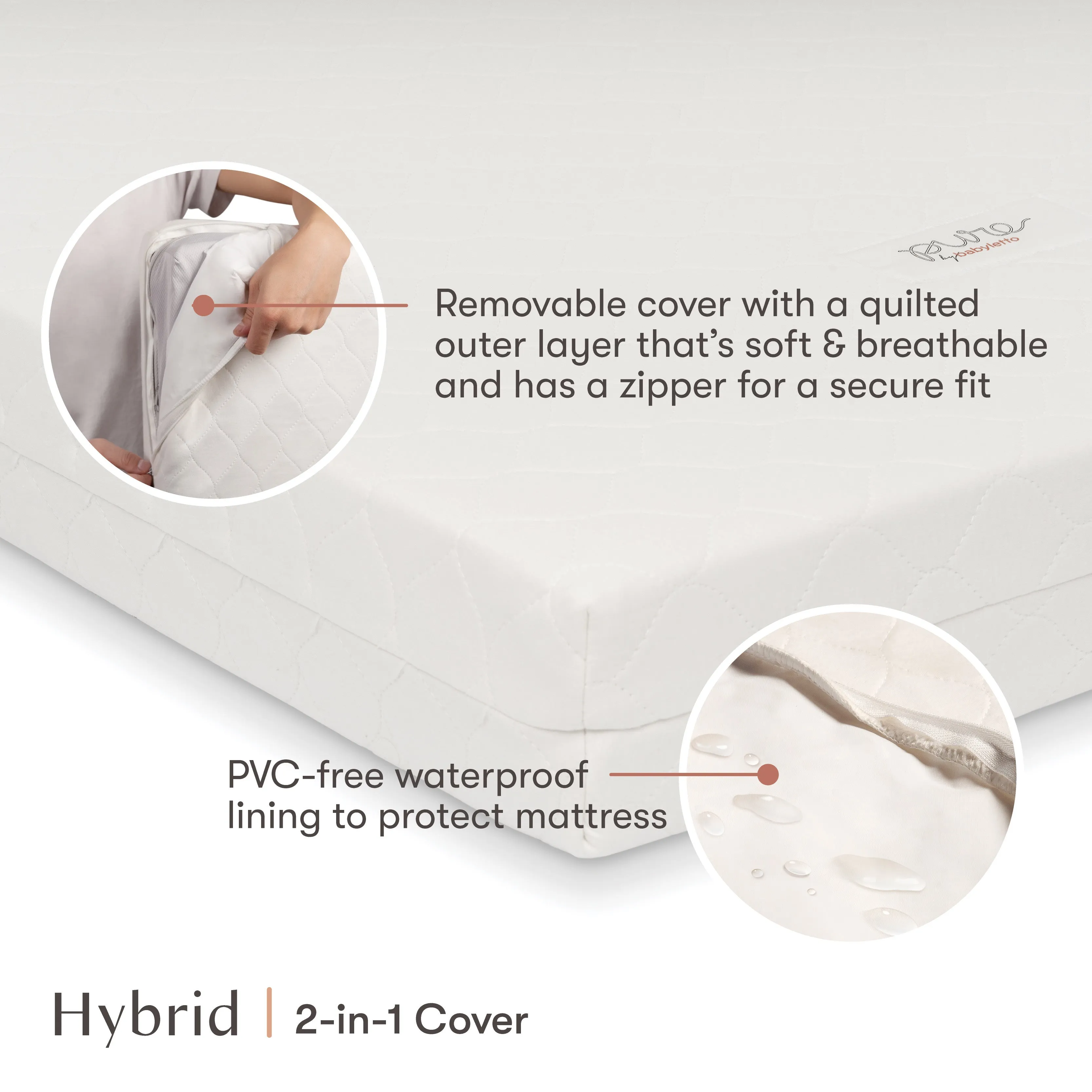 Pure Core Midi Crib Mattress w/ Hybrid Quilted Waterproof Cover (Lightweight)
