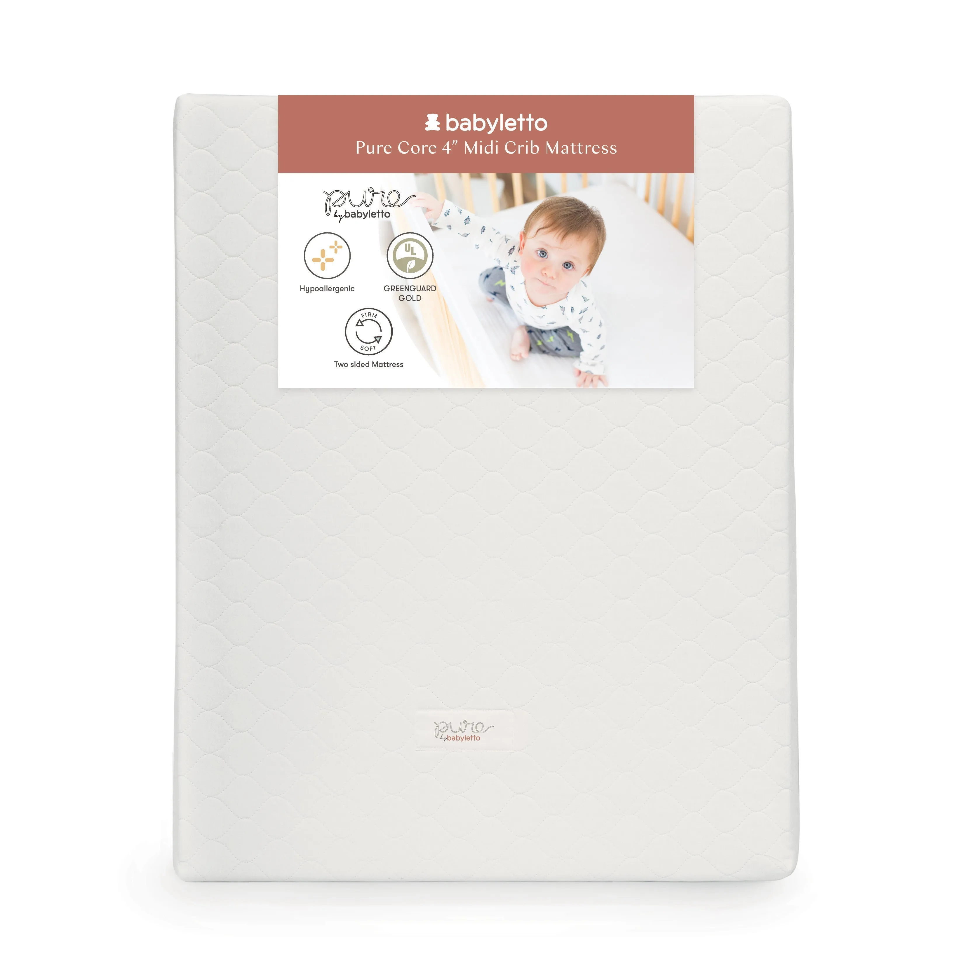 Pure Core Midi Crib Mattress w/ Hybrid Quilted Waterproof Cover (Lightweight)