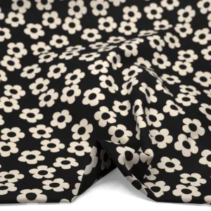 Remnant - 60cm - Buttercup Printed Cotton Twill - Black *FLAWED*