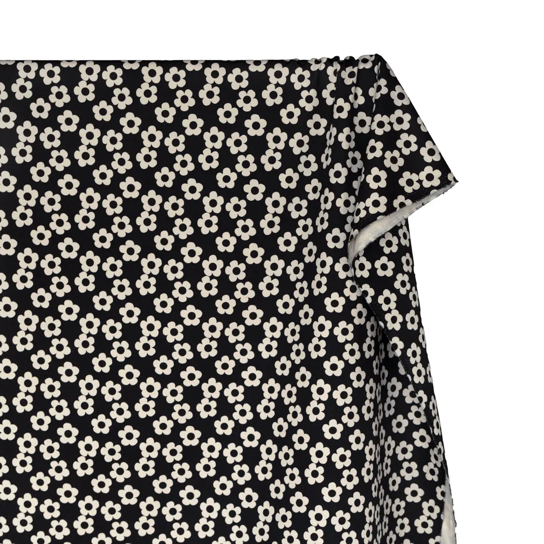 Remnant - 60cm - Buttercup Printed Cotton Twill - Black *FLAWED*