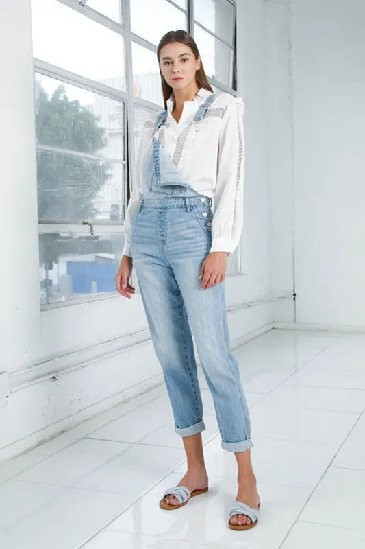 Sophia Pocket Detail Denim Overall Jumpsuit