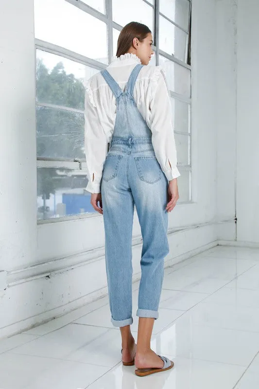 Sophia Pocket Detail Denim Overall Jumpsuit
