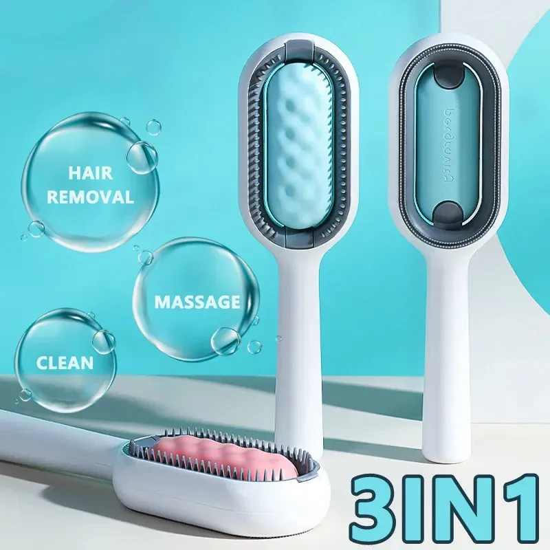TEEK 3-in-1 Cat Hair Remover Brush - Ultimate Pet Grooming Tool for Effortless Fur Cleanup and Gentle Brushing