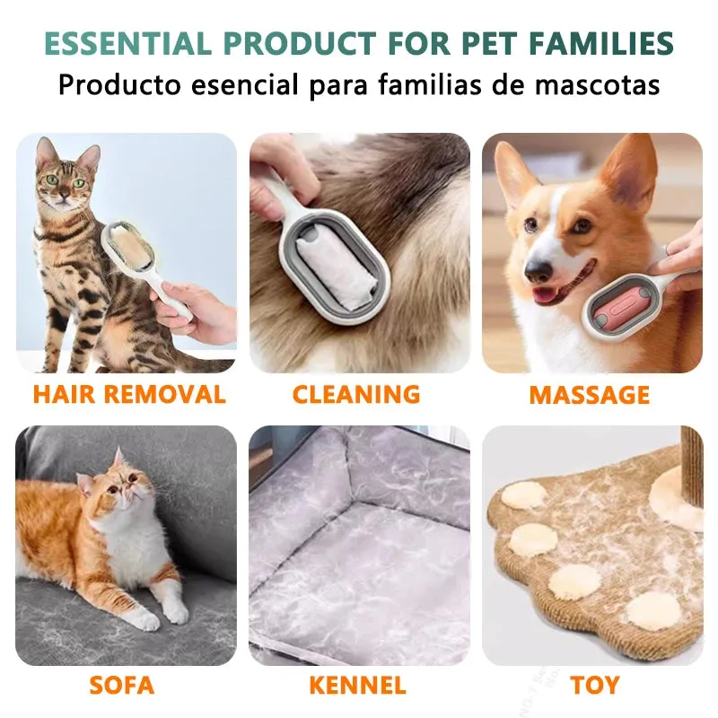 TEEK 3-in-1 Cat Hair Remover Brush - Ultimate Pet Grooming Tool for Effortless Fur Cleanup and Gentle Brushing