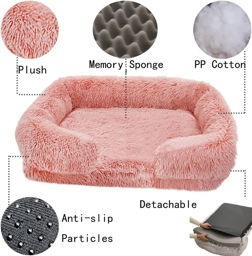 TEEK - Cozy Plush Dog Sofa Bed With Removable Cover