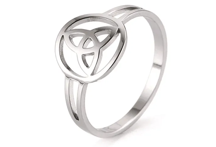 Trinity Knot Triquetra High Shine Stainless Steel Celtic Knot Ring