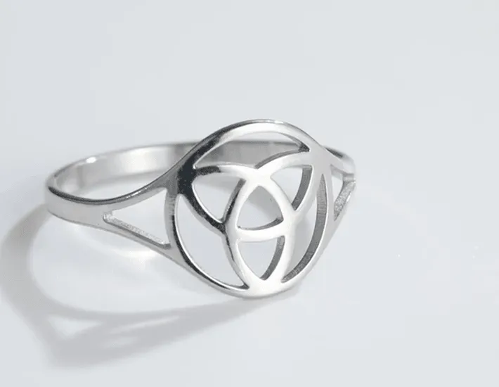 Trinity Knot Triquetra High Shine Stainless Steel Celtic Knot Ring