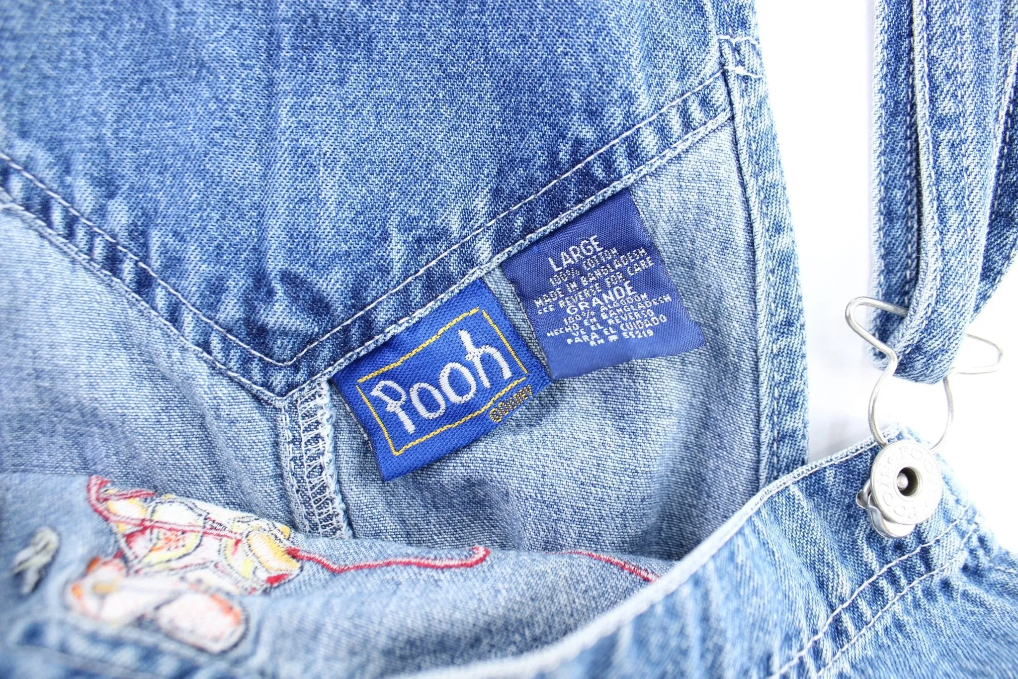 Women's Winnie the Pooh Embroidered Denim Overalls